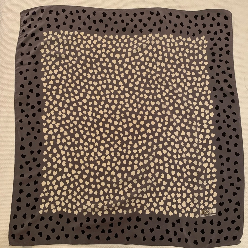 Moschino Cheap and Chic Heart Print Silk Scarf